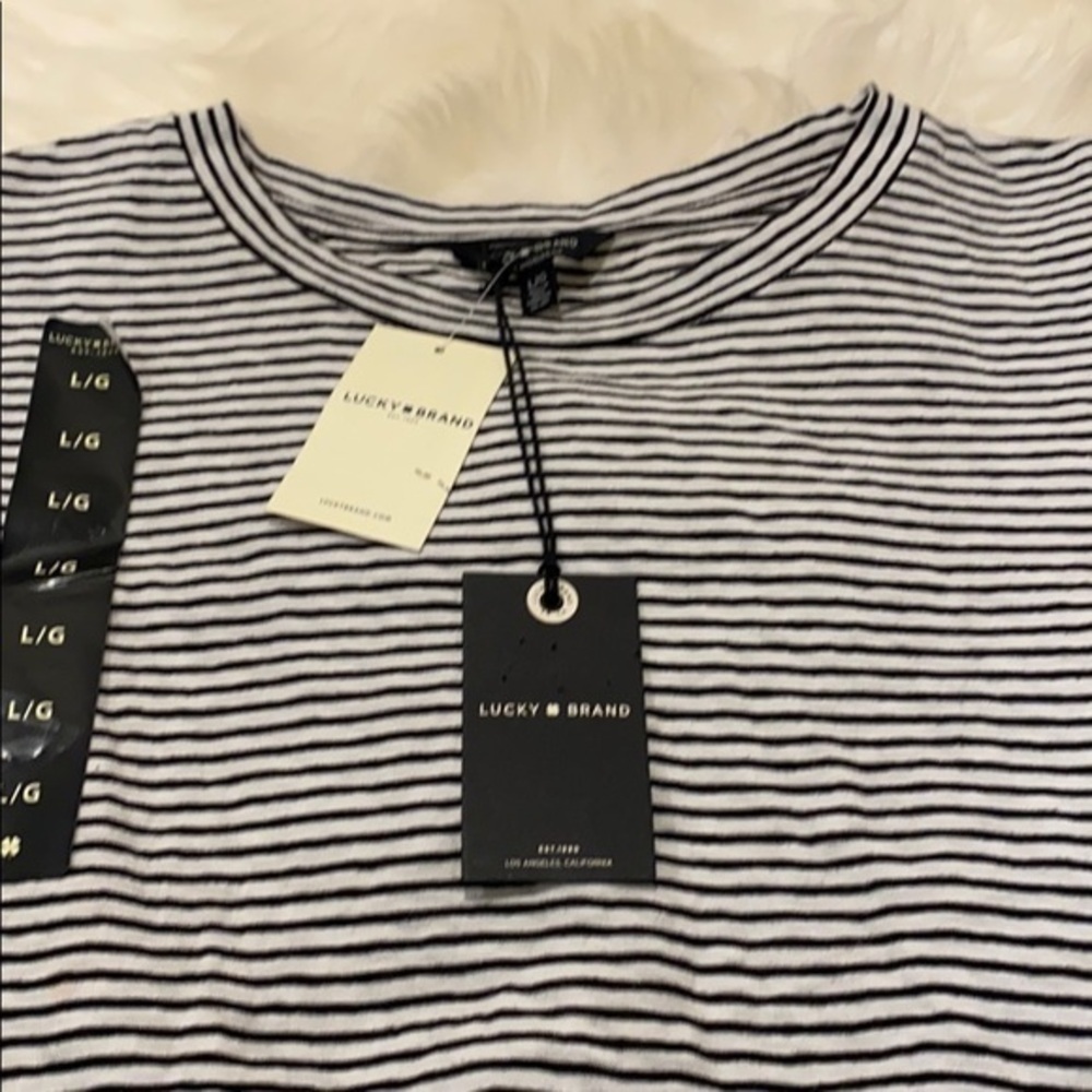 Lucky Brand Cotton Striped Pullover T-Shirt Dress. L - Picture 6 of 7